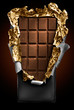chocolate in bar with open cover