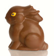chocolate easter bunny with part of the ear missing