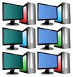 Set of vector computer and monitor.