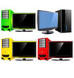 Set of vector computer and monitor.