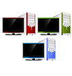 Set of vector computer and monitor.