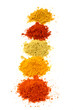 colorful spices on white background