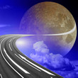 moon and road moon and road