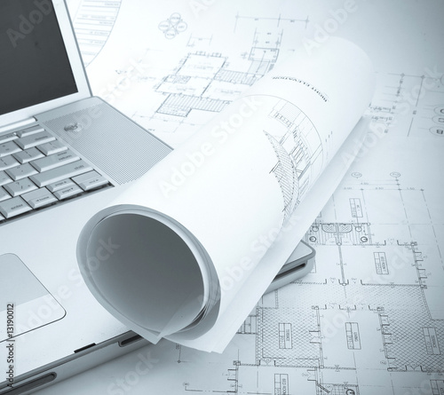Photo: plans and laptop plans and laptop