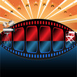 Movie studio with film projector and chair
