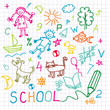 Children's drawings. Vector background. Children's drawings. Vector background.