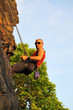 rock climber repelling