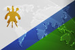 Flag of Lesotho metallic map