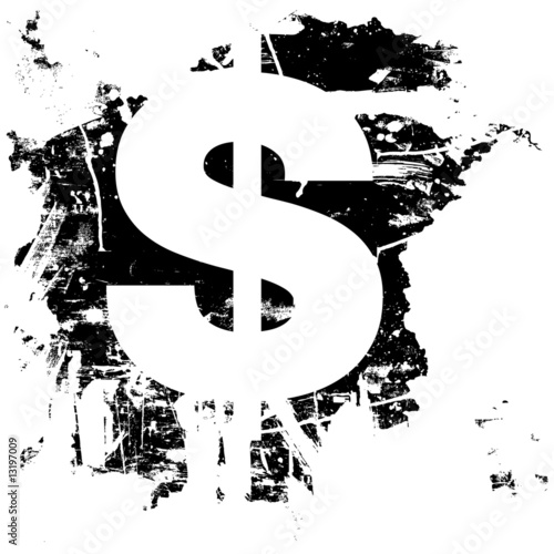 dollar sign icon. Grunge dollar sign currency