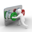 person pushes the button. Isolated 3D image