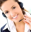 young blond woman with headset