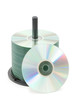 Spindle of cd disks isolated on white