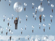 businessman flying on balloon