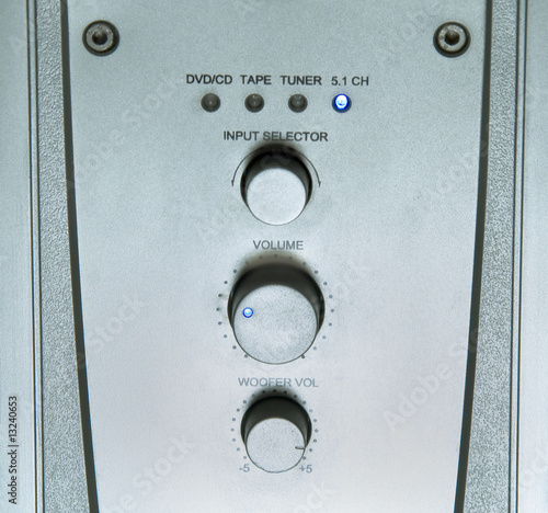 Photo: Stainless steel silver panel of amplifier receiver Stainless steel silver panel of amplifier receiver