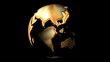 Gold earth globe rotating - digital animation Gold earth globe rotating - digital animation