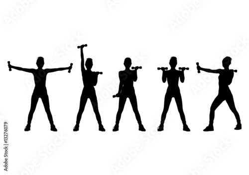 Vector: fitness silhouettes 3 fitness silhouettes 3