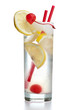 Gin Fizz mit zwei roten Strohhalmen Gin Fizz mit zwei roten Strohhalmen