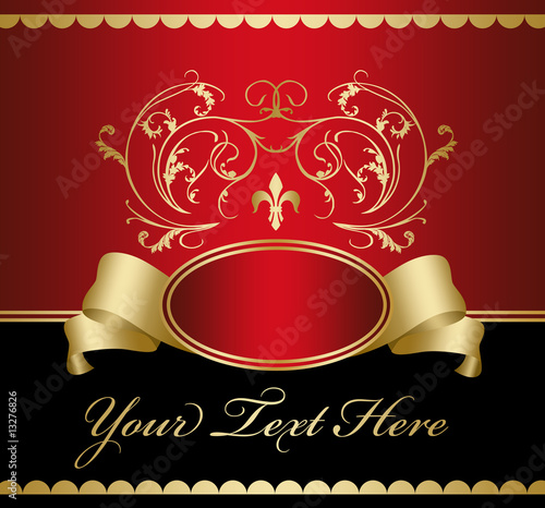 Black and red background with golden flowers