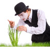 crazy  gardener mime. Studio shot