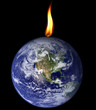 Planet consumed by flame