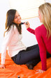 Putting on makeup