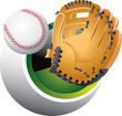 Baseball and glove swoosh