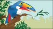 The southern multi-coloured bird sitting on a branch of a tree The southern multi-coloured bird sitting on a branch of a tree