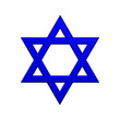 Blue Judaism religious symbol isolated on white.