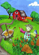 Farm mit Vogelscheuche