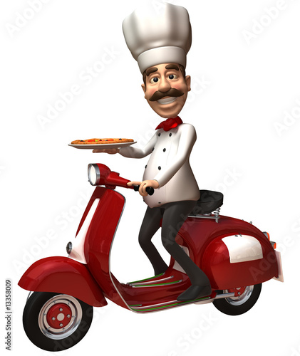 Pizzaiolo avec une pizza