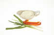 Mayonnaise, red pepper and yuong garlic