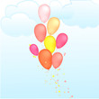 Colorful ballooons in sky with clouds