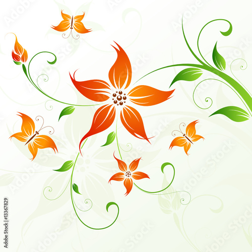 Abstract vector flower background with butterfly Abstract vector flower background with butterfly