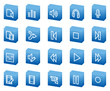 Audio video edit web icons, blue box series