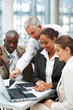 Happy business team working together