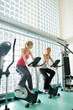 Women on exercise bike