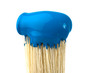 blaue Farbe auf einem Pinsel