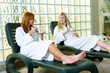 Relaxing on a deckchair