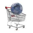 isolated shopping cart with glass globe world