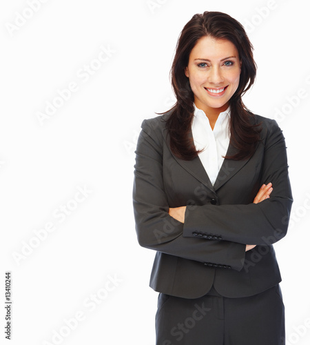 Foto: Business woman with hands folded over white background Business woman with hands folded over white background