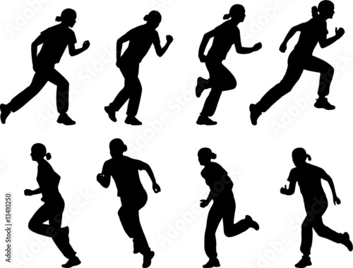 Vector: girl running - vector girl running - vector
