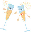 Two dancing glass of champagne