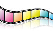 Colored film strip with reflection Colored film strip with reflection
