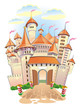 Fantasy castle with towers and flags