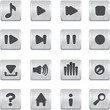 metallic buttons playback vector icons set