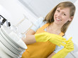 Woman Cleaning Dishes