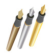 Vector: Gold Silver and Bronze Pens Gold Silver and Bronze Pens