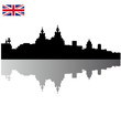 Black vector Liverpool silhouette skyline with union flag Black vector Liverpool silhouette skyline with union flag
