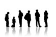 a group waiting bus a group waiting bus
