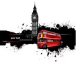Grunge banner with London and bus images Grunge banner with London and bus images